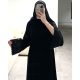 عباية  00625 مميزة مع شك وتطريز يدوي بالخرز الأسود على الأكمام والطرحة