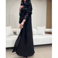 عباية  00629 بقصة بحريني بخامة كريب على حرير مناسب للصيف