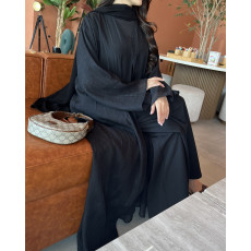 عباية 00639 أنيقة وصيفية بخامة عملية مبطنة من الداخل