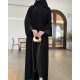 عباية  00640  ناعمة وعملية بخامة كريب سواد فاحم