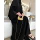عباية  00640  ناعمة وعملية بخامة كريب سواد فاحم