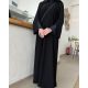 عباية  00641  ناعمة وعملية بخامة كريب سواد فاحم