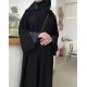 عباية  00641  ناعمة وعملية بخامة كريب سواد فاحم