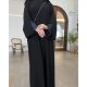 عباية  00641  ناعمة وعملية بخامة كريب سواد فاحم