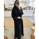 عباية  00641  ناعمة وعملية بخامة كريب سواد فاحم