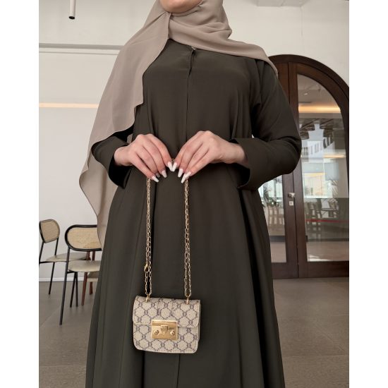 عباية  00642 أنيقة وعملية باللون الزيتوني 