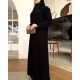 عباية  00654عملية ورسمية بخامة كريب ملكي سواد فاحم