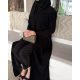 عباية  00654عملية ورسمية بخامة كريب ملكي سواد فاحم