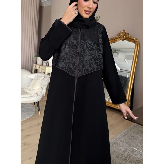 عباية  00660أنيقة ورسمية بخامة كريب سواد فاحم