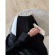 عباية  00662 أنيقة ورسمية بخامة كريب سواد فاحم