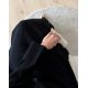 عباية  00663 أنيقة ورسمية بخامة كريب سواد فاحم