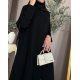عباية  00663 أنيقة ورسمية بخامة كريب سواد فاحم