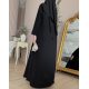 عباية  00663 أنيقة ورسمية بخامة كريب سواد فاحم