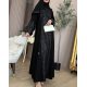 عباية  00664 كاجوال بخامة كريب سواد فاحم
