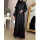عباية  00664 كاجوال بخامة كريب سواد فاحم