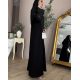 عباية  00664 كاجوال بخامة كريب سواد فاحم
