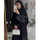 عباية  00664 كاجوال بخامة كريب سواد فاحم