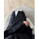 عباية  00664 كاجوال بخامة كريب سواد فاحم