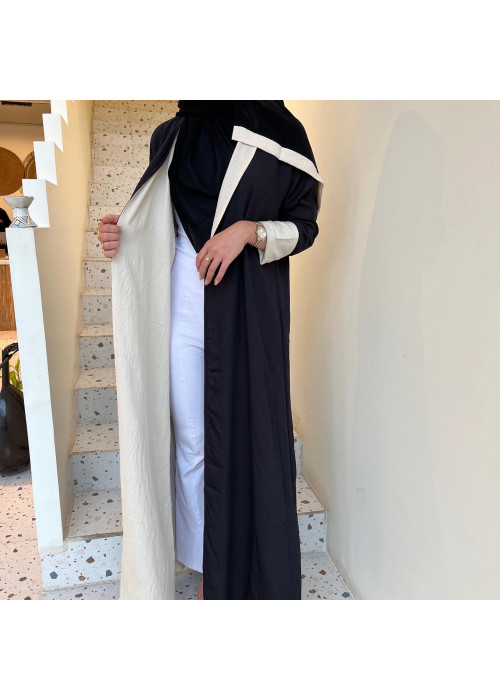 عباية 00471 دبل فيس أوف وايت مع الأسود 