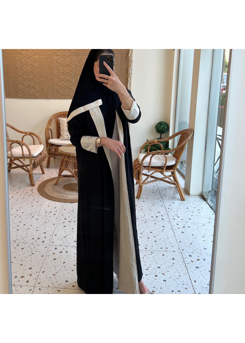 عباية 00471 دبل فيس أوف وايت مع الأسود 