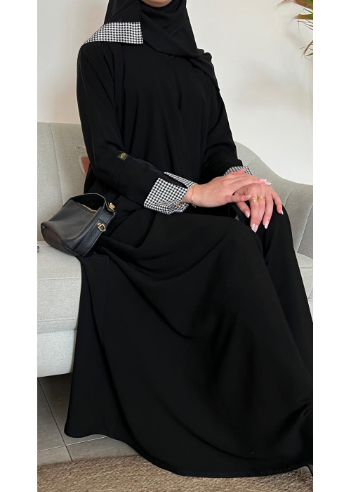 عباية  00531 عملية بكم مقلوب أسود وأبيض