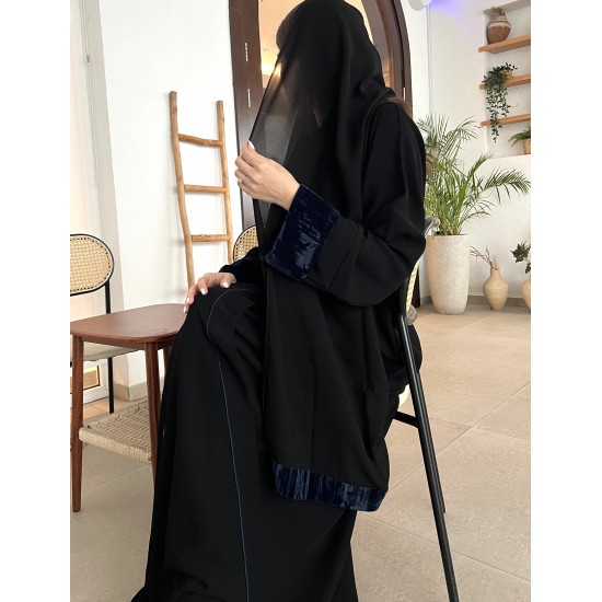 عباية  00566 يومية  قلبة الكم مخمل كحلي