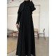 عباية  00615 ناعمة وعملية بخامة كريب سواد فاحم