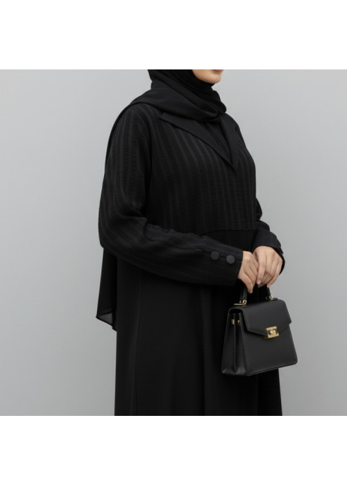 عباية  00618 يومية وعملية بخامة كريب أسود 