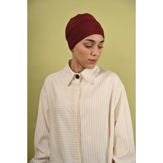 توربان من قطعتين باللون العنابي