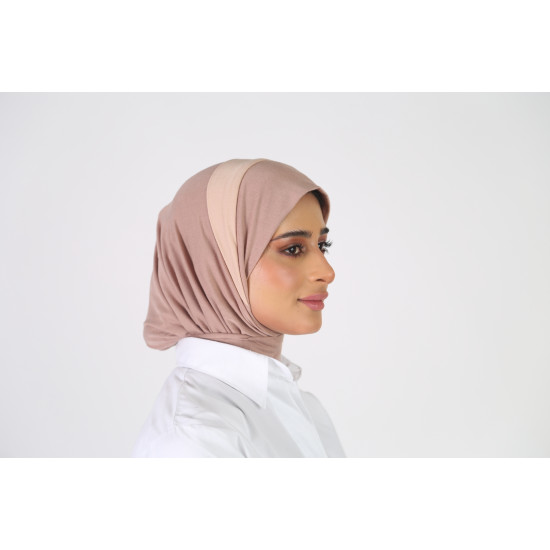 حجاب قطن بدرجتين الجملي والبيج 