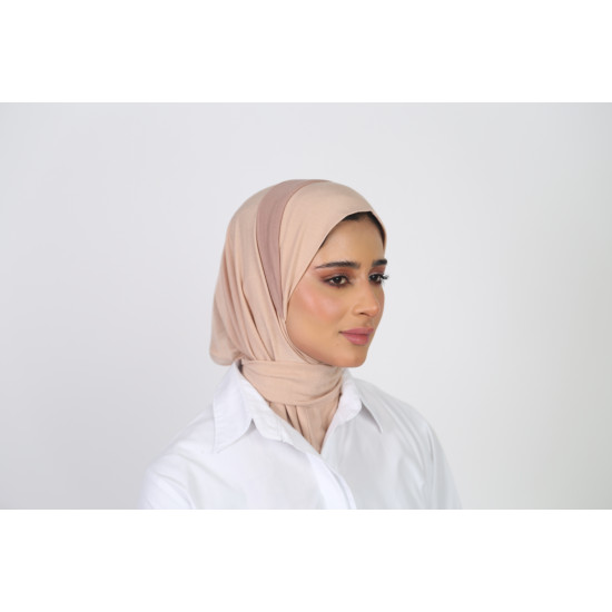 حجاب قطن بدرجتين البيج والجملي