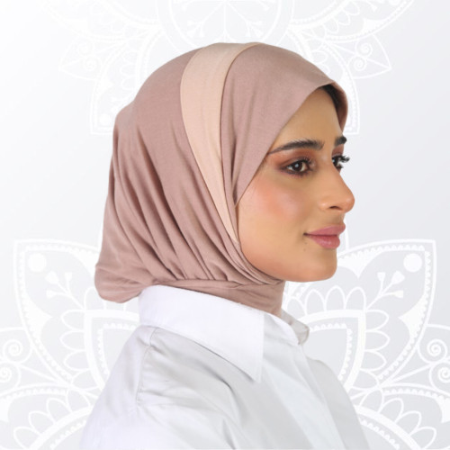 حجاب قطن بدرجتين الجملي والبيج 