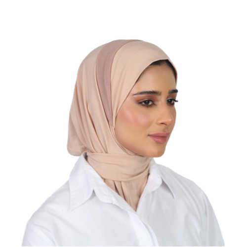 حجاب قطن بدرجتين البيج والجملي