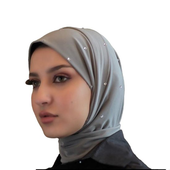 حجاب رمادي مع كريستال
