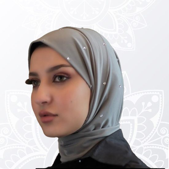 حجاب رمادي مع كريستال