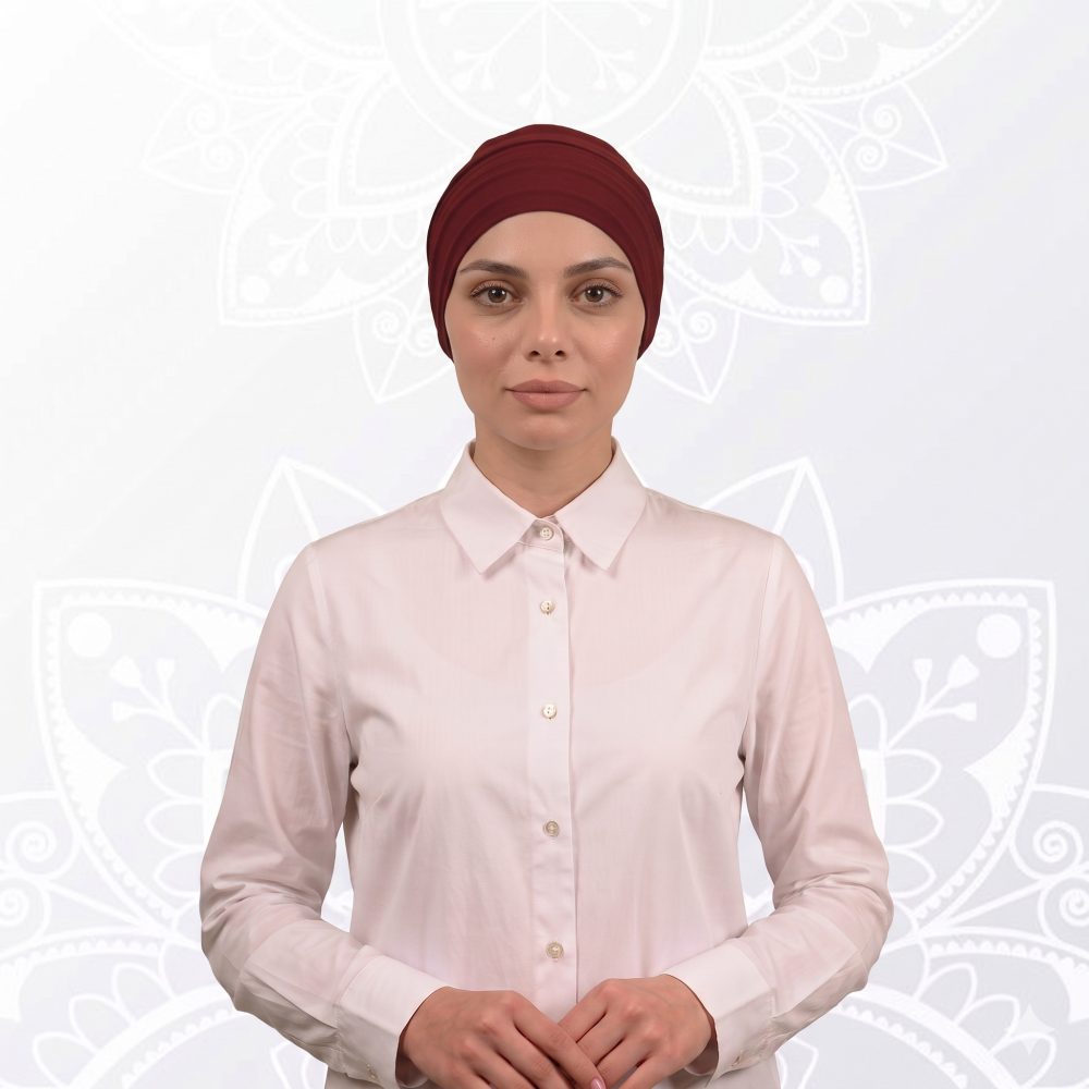 توربان من قطعتين باللون العنابي