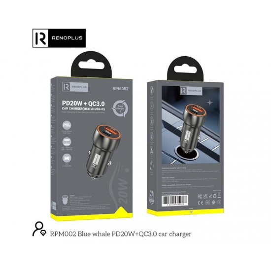 شاحن سيارة RENO PLUS تايب سي 20 واط شاحن سيارة RENO PLUS تايب سي 20 واط