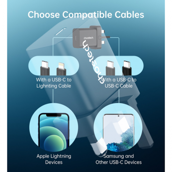 تشويتيك شاحن جداري سريع بمنفذ PD وقوة 20 واط - اسود