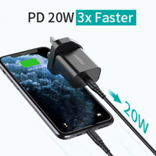 تشويتيك شاحن جداري سريع بمنفذ PD وقوة 20 واط - اسود