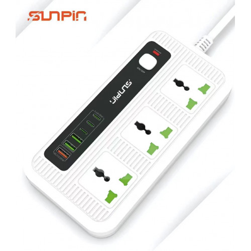 توصيلة كهربائية متعدد المنافذ 3 منافذ كهرباء 3 منافذ تايب سي3 منافذ يو اس بي بطول 2 متر توصيلة كهربائية متعدد المنافذ 3 منافذ كهرباء 3 منافذ تايب سي3 منافذ يو اس بي بطول 2 متر