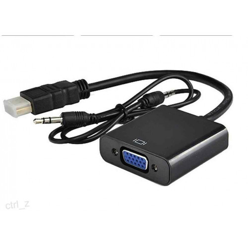 محول من منفذ HDMI من VGA مع كابل صوت أسود محول من منفذ HDMI من VGA مع كابل صوت أسود