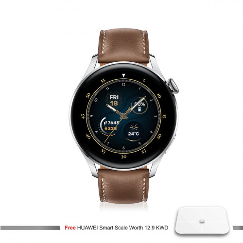 ساعة هواوي جي تي 3 46 ملم ذكية+ هدية مجانية ميزان جسم - اللون بني ساعة هواوي جي تي 3 46 ملم ذكية+ هدية مجانية ميزان جسم - اللون بني