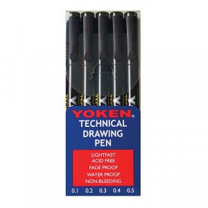 Technical Drawing Marker YOKEN Round Tip 5 Markers
