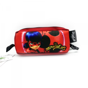 Lady Bugs Pencil Case with two zippers Red Miraculous 