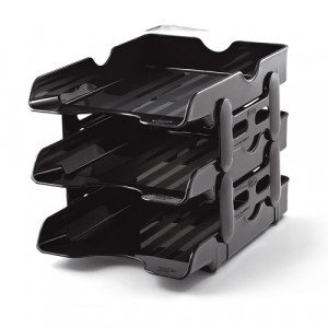 Document Tray MAS Three Tray Plastic Blak 