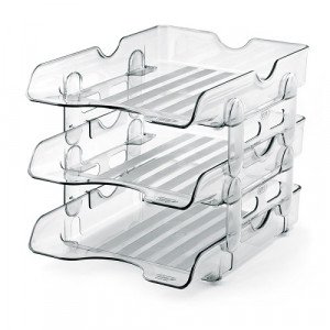 Document Tray MAS Three Tray Plastic Smoked Transparent