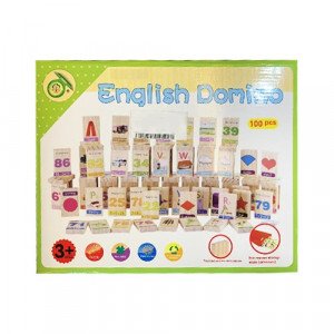 Wood Toy E letters And Number Domino 100 pcs 