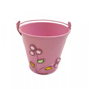  Pen Holder Matel Bucket Shape With Lobes Assorted Colors 