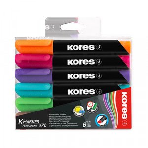 Permanent Marker KORES Round Tip 6 Colors