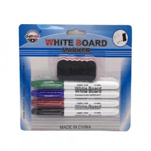 Whiteboard Marker  Round Tip 4 Colors With Eraser